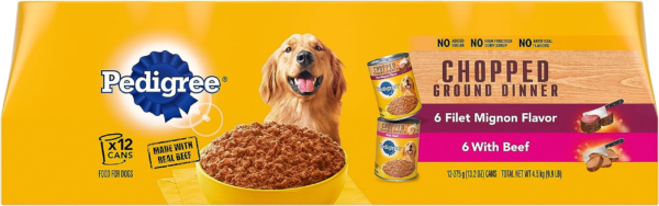 CHOPPED GROUND DINNER Adult Canned Soft Wet Dog Food Variety Pack, Filet Mignon Flavor and with Beef, 13.2 Oz. Cans (Pack of 12) - Image 2