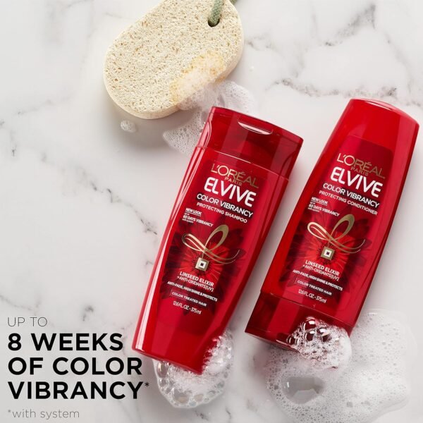Elvive Color Vibrancy Protecting Shampoo, for Color Treated Hair, Shampoo with Linseed Elixir and Anti-Oxidants, for Anti-Fade, High Shine, and Color Protection, 28 Fl Oz - Image 4