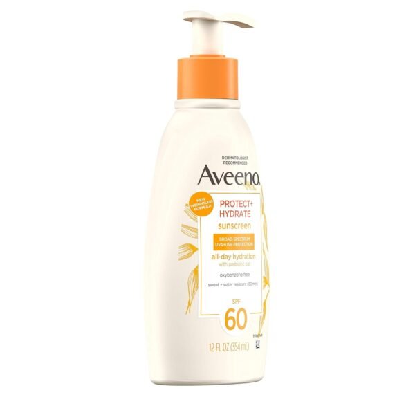 Protect + Hydrate Sunscreen Moisturizing Body Lotion with Broad Spectrum SPF 60 and Prebiotic Oat, Weightless, Paraben, Oxybenzone, and Oil Free Sunscreen, 12 FL OZ - Image 11