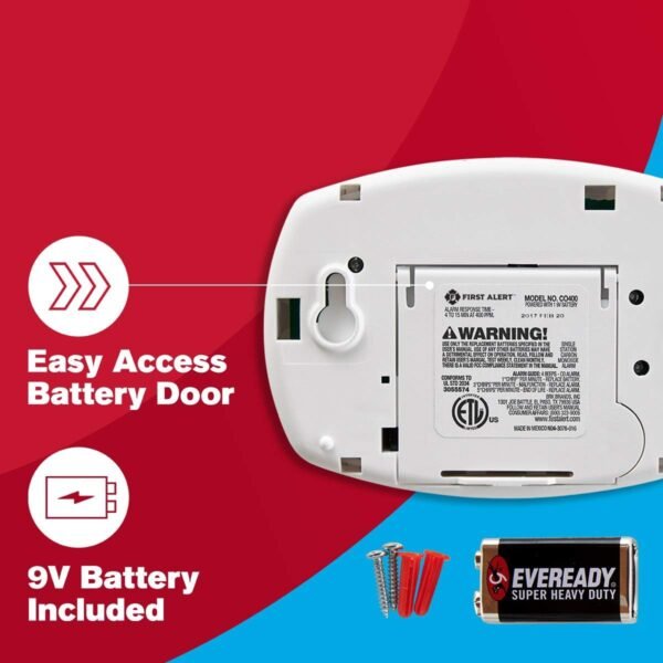 CO400 Carbon Monoxide (CO) Detector, Battery Operated Alarm, 1-Pack - Image 4