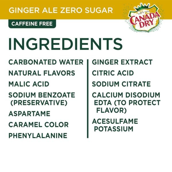 Zero Sugar Ginger Ale Soda, 12 Fl Oz Cans (Pack of 12) - Image 20